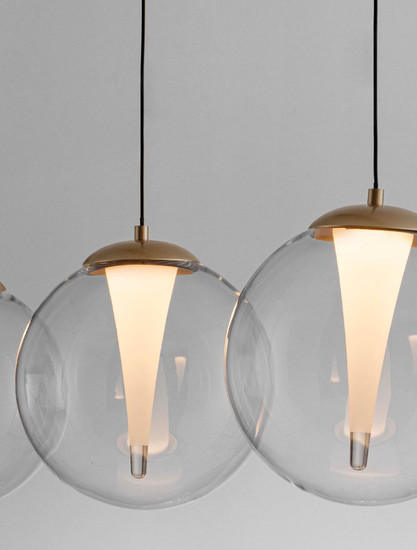Nova Luce LED Pendelleuchte Galeo dimmbar 25W warmweiss 3000K Gold Glas Metall 136x22cm 9416941
