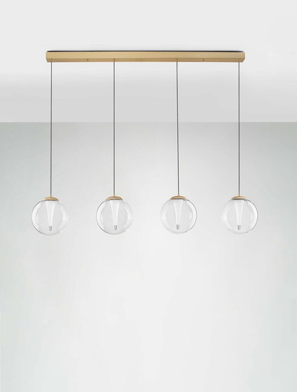 Nova Luce LED Pendelleuchte Galeo dimmbar 25W warmweiss 3000K Gold Glas Metall 136x22cm 9416941