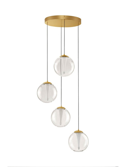Nova Luce LED Pendelleuchte Galeo dimmbar 25W warmweiss 3000K Gold Glas Metall Ø56cm 9416942