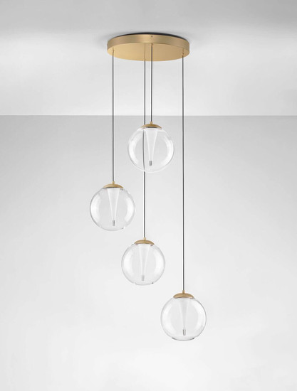 Nova Luce LED Pendelleuchte Galeo dimmbar 25W warmweiss 3000K Gold Glas Metall Ø56cm 9416942
