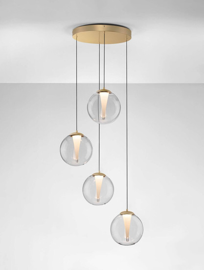 Nova Luce LED Pendelleuchte Galeo dimmbar 25W warmweiss 3000K Gold Glas Metall Ø56cm 9416942