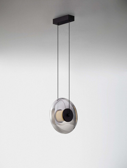 Nova Luce LED Pendelleuchte Ballet dimmbar 8W warmweiss 3000K Schwarz Rauchgrau Glas Metall Ø26cm 9416944