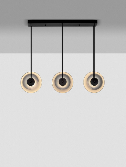 Nova Luce LED Pendelleuchte Ballet dimmbar 24W warmweiss 3000K Schwarz Rauchgrau Glas Metall 102x26cm 9416945