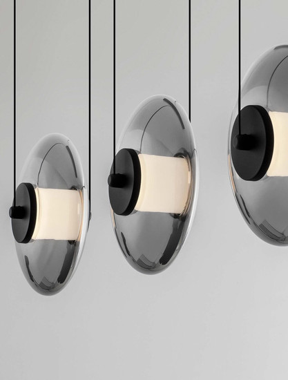Nova Luce LED Pendelleuchte Ballet dimmbar 24W warmweiss 3000K Schwarz Rauchgrau Glas Metall 102x26cm 9416945