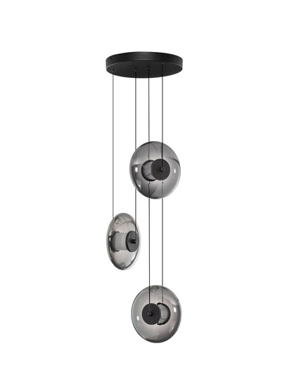Nova Luce LED Pendelleuchte Ballet dimmbar 24W warmweiss 3000K Schwarz Rauchgrau Glas Metall Ø35cm 9416946