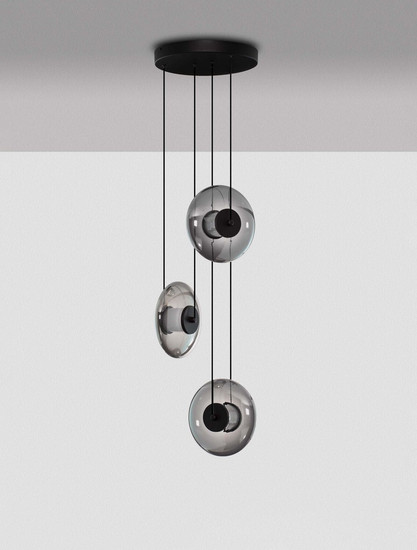 Nova Luce LED Pendelleuchte Ballet dimmbar 24W warmweiss 3000K Schwarz Rauchgrau Glas Metall Ø35cm 9416946