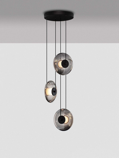 Nova Luce LED Pendelleuchte Ballet dimmbar 24W warmweiss 3000K Schwarz Rauchgrau Glas Metall Ø35cm 9416946