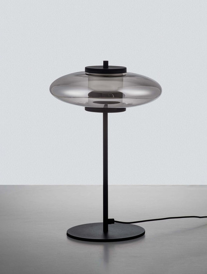 Nova Luce LED Tischleuchte Ballet 8W warmweiss 3000K Schwarz Rauchgrau Glas Metall Ø26cm 9416948