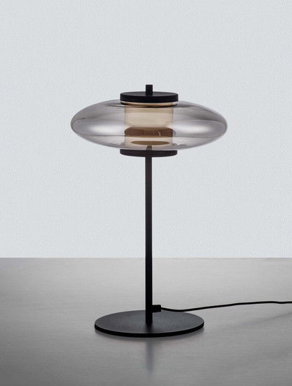 Nova Luce LED Tischleuchte Ballet 8W warmweiss 3000K Schwarz Rauchgrau Glas Metall Ø26cm 9416948