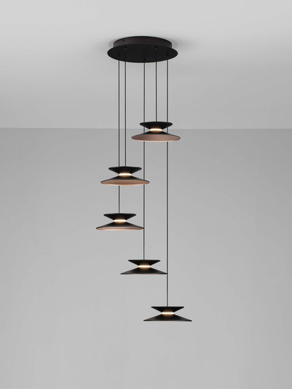 Nova Luce LED Pendelleuchte Morphi dimmbar 25W warmweiss 3000K Schwarz Gold Metall Ø42cm 9416951