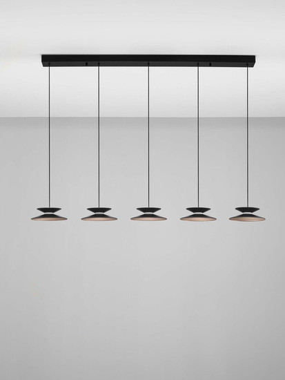 Nova Luce LED Pendelleuchte Morphi dimmbar 25W warmweiss 3000K Schwarz Gold Metall 132x20cm 9416952