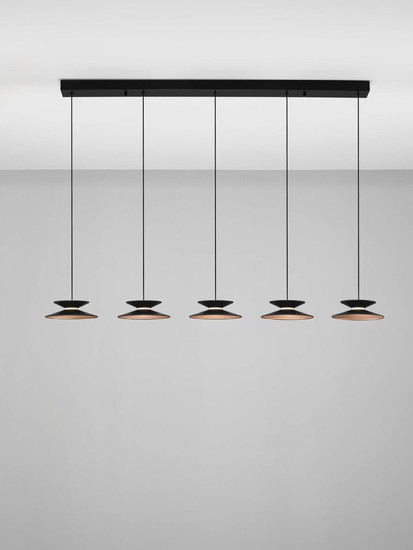 Nova Luce LED Pendelleuchte Morphi dimmbar 25W warmweiss 3000K Schwarz Gold Metall 132x20cm 9416952