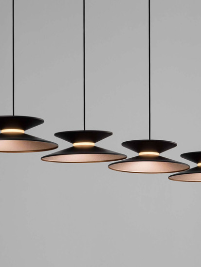 Nova Luce LED Pendelleuchte Morphi dimmbar 25W warmweiss 3000K Schwarz Gold Metall 132x20cm 9416952