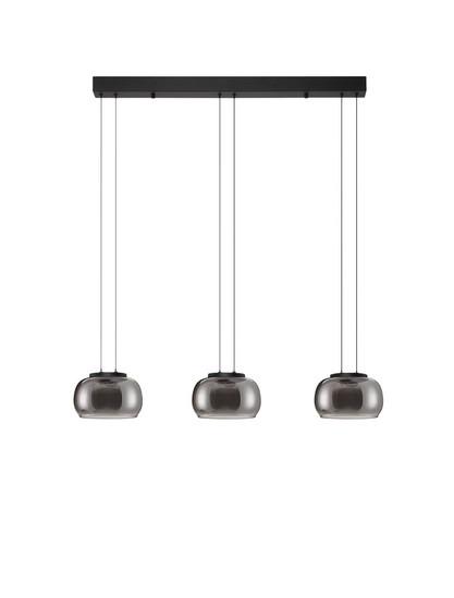 Nova Luce LED Pendelleuchte Bios dimmbar 25W warmweiss 3000K Rauchgrau Schwarz Glas Metall 82x18cm 9416955