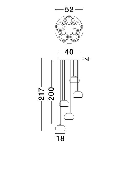 Nova Luce LED Pendelleuchte Bios dimmbar 41W warmweiss 3000K Rauchgrau Schwarz Glas Metall Ø52cm 9416956