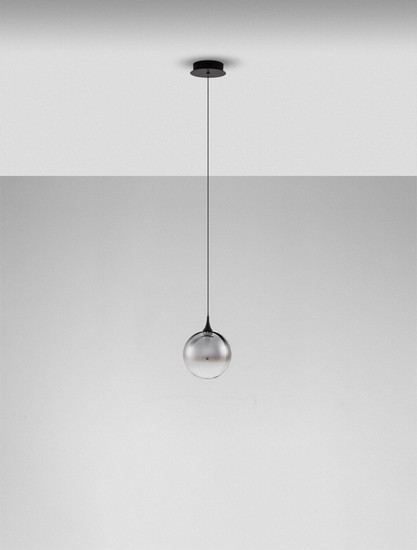Nova Luce LED Pendelleuchte Orenda 5W warmweiss 3000K Rauchgrau Schwarz Glas Metall Ø16cm 9416957