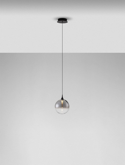 Nova Luce LED Pendelleuchte Orenda 5W warmweiss 3000K Rauchgrau Schwarz Glas Metall Ø16cm 9416957