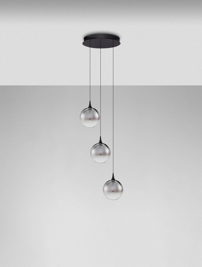 Nova Luce LED Pendelleuchte Orenda dimmbar 15W warmweiss 3000K Rauchgrau Schwarz Glas Metall Ø35cm 9416959