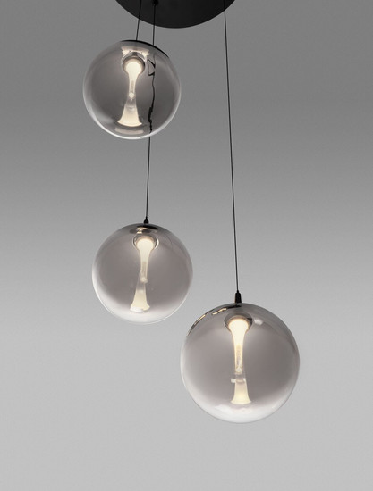 Nova Luce LED Pendelleuchte Orenda dimmbar 15W warmweiss 3000K Rauchgrau Schwarz Glas Metall Ø35cm 9416959
