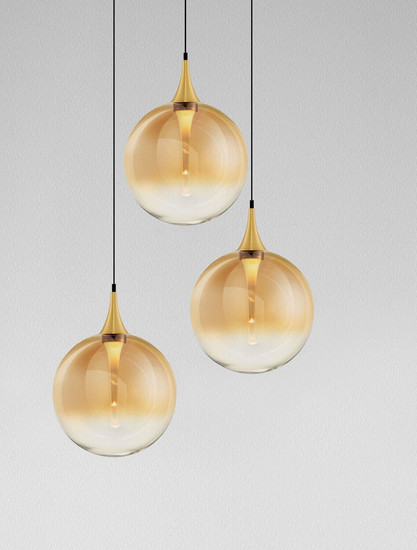 Nova Luce LED Pendelleuchte Orenda dimmbar 15W warmweiss 3000K Messinggold Schwarz Champagner Glas Metall Ø35cm 9416960