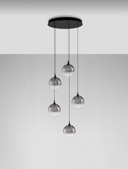 Nova Luce LED Pendelleuchte Orenda dimmbar 20W warmweiss 3000K Rauchgrau Schwarz Glas Metall Ø50cm 9416961