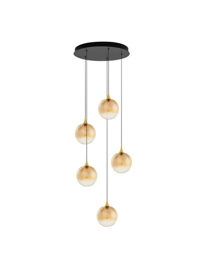 Nova Luce LED Pendelleuchte Orenda dimmbar 20W warmweiss 3000K Messinggold Schwarz Champagner Glas Metall Ø50cm 9416962