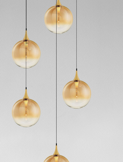 Nova Luce LED Pendelleuchte Orenda dimmbar 20W warmweiss 3000K Messinggold Schwarz Champagner Glas Metall Ø50cm 9416962