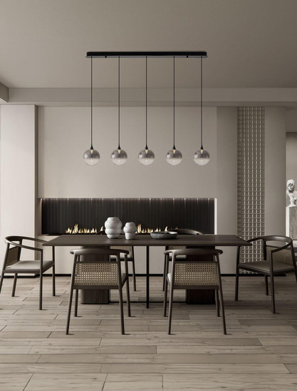 Nova Luce LED Pendelleuchte Orenda dimmbar 20W warmweiss 3000K Rauchgrau Schwarz Glas Metall 115x16cm 9416963