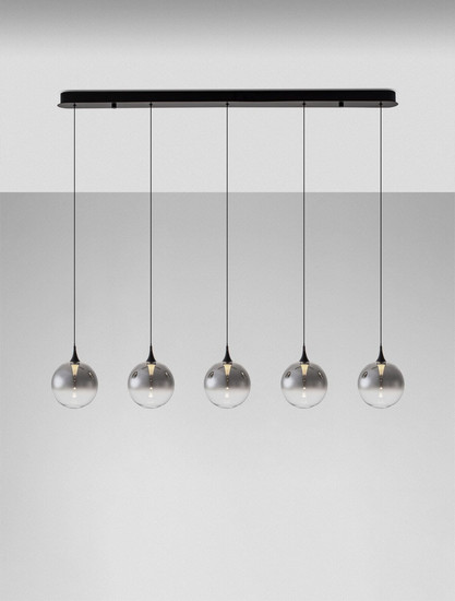 Nova Luce LED Pendelleuchte Orenda dimmbar 20W warmweiss 3000K Rauchgrau Schwarz Glas Metall 115x16cm 9416963