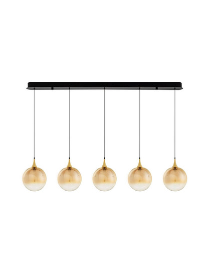 Nova Luce LED Pendelleuchte Orenda dimmbar 20W warmweiss 3000K Messinggold Schwarz Champagner Glas Metall 115x16cm 9416964