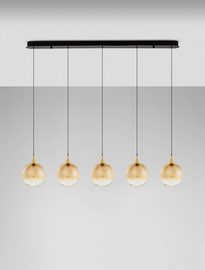 Nova Luce LED Pendelleuchte Orenda dimmbar 20W warmweiss 3000K Messinggold Schwarz Champagner Glas Metall 115x16cm 9416964
