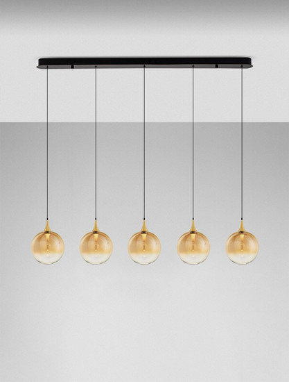 Nova Luce LED Pendelleuchte Orenda dimmbar 20W warmweiss 3000K Messinggold Schwarz Champagner Glas Metall 115x16cm 9416964