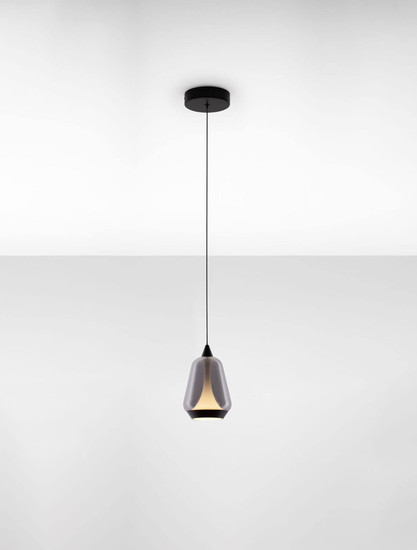 Nova Luce LED Pendelleuchte Alish 8W warmweiss 3000K Rauchgrau Schwarz Glas Metall Ø12cm 9416965