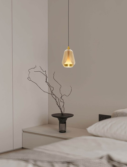 Nova Luce LED Pendelleuchte Alish 8W warmweiss 3000K Messinggold Schwarz Champagner Glas Metall Ø12cm 9416966