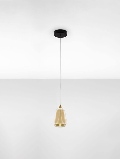 Nova Luce LED Pendelleuchte Alish 8W warmweiss 3000K Messinggold Schwarz Champagner Glas Metall Ø12cm 9416966