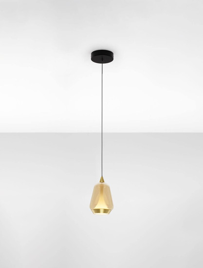 Nova Luce LED Pendelleuchte Alish 8W warmweiss 3000K Messinggold Schwarz Champagner Glas Metall Ø12cm 9416966