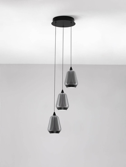 Nova Luce LED Pendelleuchte Alish dimmbar 24W warmweiss 3000K Rauchgrau Schwarz Glas Metall Ø28cm 9416967