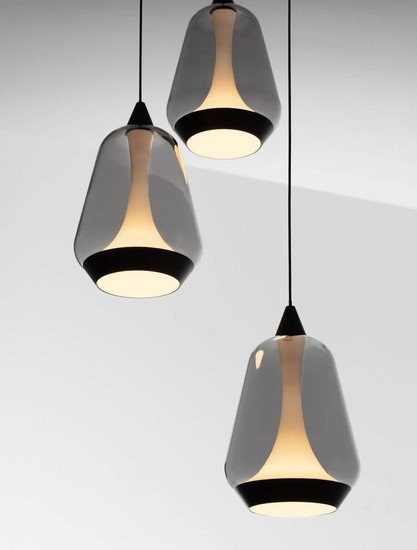 Nova Luce LED Pendelleuchte Alish dimmbar 24W warmweiss 3000K Rauchgrau Schwarz Glas Metall Ø28cm 9416967