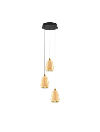 Nova Luce LED Pendelleuchte Alish dimmbar 24W warmweiss 3000K Messinggold Schwarz Champagner Glas Metall Ø28cm 9416968