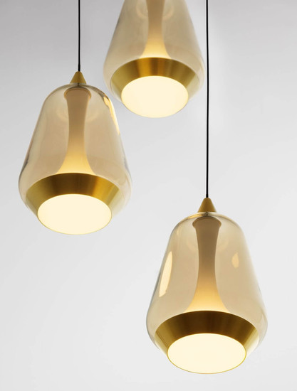 Nova Luce LED Pendelleuchte Alish dimmbar 24W warmweiss 3000K Messinggold Schwarz Champagner Glas Metall Ø28cm 9416968