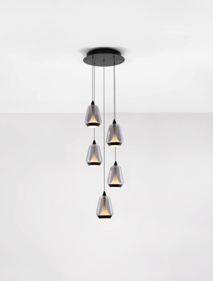 Nova Luce LED Pendelleuchte Alish dimmbar 40W warmweiss 3000K Rauchgrau Schwarz Glas Metall Ø33cm 9416969