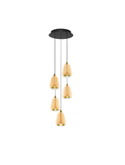 Nova Luce LED Pendelleuchte Alish dimmbar 40W warmweiss 3000K Messinggold Schwarz Champagner Glas Metall Ø33cm 9416970
