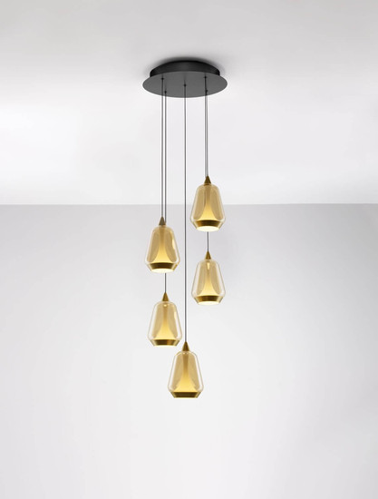 Nova Luce LED Pendelleuchte Alish dimmbar 40W warmweiss 3000K Messinggold Schwarz Champagner Glas Metall Ø33cm 9416970