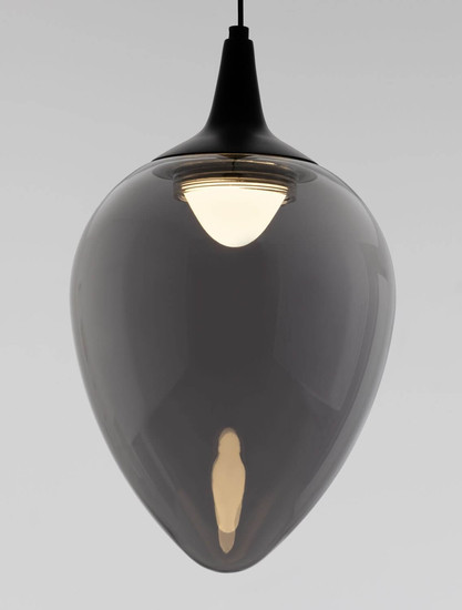 Nova Luce LED Pendelleuchte Nali 6W warmweiss 3000K Rauchgrau Schwarz Glas Metall Ø14cm 9416971