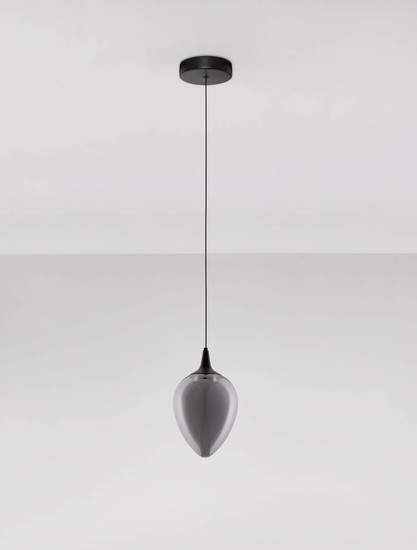 Nova Luce LED Pendelleuchte Nali 6W warmweiss 3000K Rauchgrau Schwarz Glas Metall Ø14cm 9416971