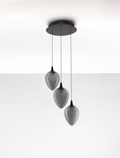 Nova Luce LED Pendelleuchte Nali dimmbar 18W warmweiss 3000K Rauchgrau Schwarz Glas Metall Ø35cm 9416973