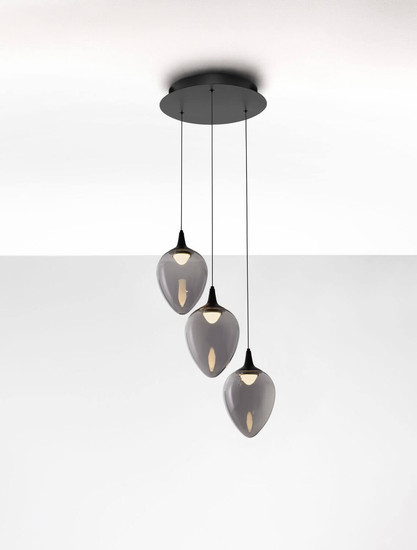 Nova Luce LED Pendelleuchte Nali dimmbar 18W warmweiss 3000K Rauchgrau Schwarz Glas Metall Ø35cm 9416973