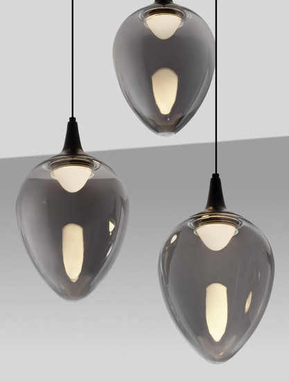 Nova Luce LED Pendelleuchte Nali dimmbar 18W warmweiss 3000K Rauchgrau Schwarz Glas Metall Ø35cm 9416973