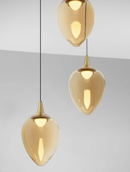 Nova Luce LED Pendelleuchte Nali dimmbar 18W warmweiss 3000K Messinggold Schwarz Champagner Glas Metall Ø35cm 9416974
