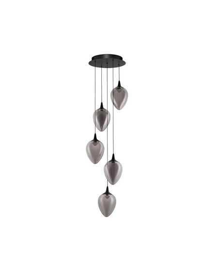 Nova Luce LED Pendelleuchte Nali dimmbar 30W warmweiss 3000K Rauchgrau Schwarz Glas Metall Ø35cm 9416975